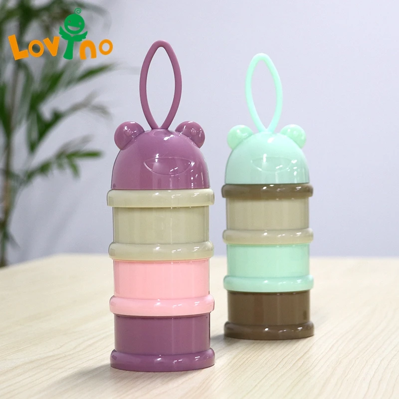 3 layers Portable Baby Food Storage Box Essential Cereal Cartoon Infant Milk Powder Toddle Snacks Container | Мать и ребенок