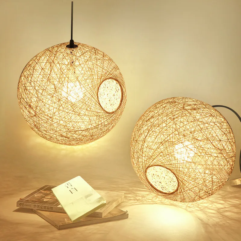 

Northern European-Style Creative Simple Hemp Rope Ceiling Lamp Living Room Restaurant Bedroom Bedside Clothing Store Lamps Home