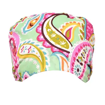 

1pc Cap Printed Cotton Strap Anti-Smoke Chef Cap Hat Hair Care Styling Salon Cap Hair Color Cap Night Sleeping Cap