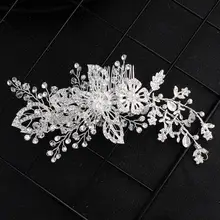 Свадебная расческа для волос кристалл цветок серебряные украшения с жемчугом свадебный головной убор аксессуар модные женские заколки для волос FS162