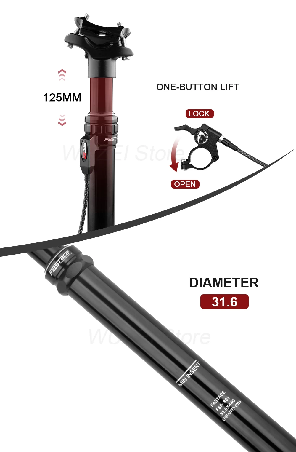 MTB bicycle Height Adjustable Air Seatpost Internal External Routing  30.9/31.6mm | eBay