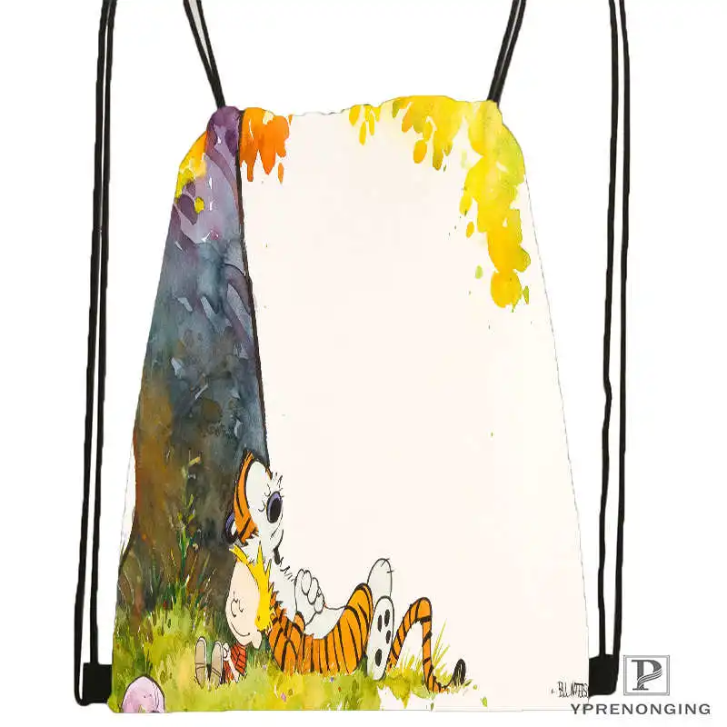 Изготовленный на заказ Кальвин-и-хоббель-DrawstringBackpackBagforMan женский милый рюкзак детский Ранец(черная спинка) 31x40 см#20180611-03-161 - Цвет: Drawstring Backpack