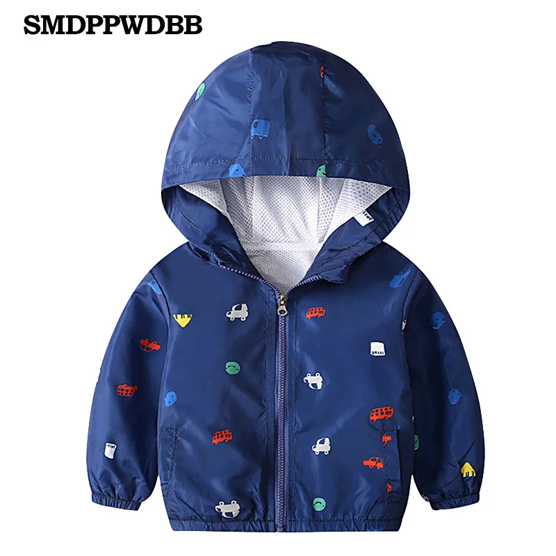 SMDPPWDBB/90-140 см, весенне-Осенняя детская куртка с вышивкой в виде динозавра, верхняя одежда для мальчиков, пальто детская одежда с капюшоном для мальчиков