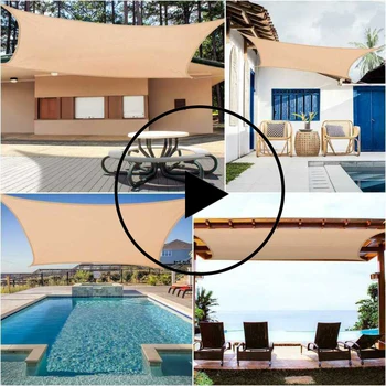 

Summer waterproof sunshade polyester square rectangular shade sail garden canopy swimming camping hiking paddock sail awning