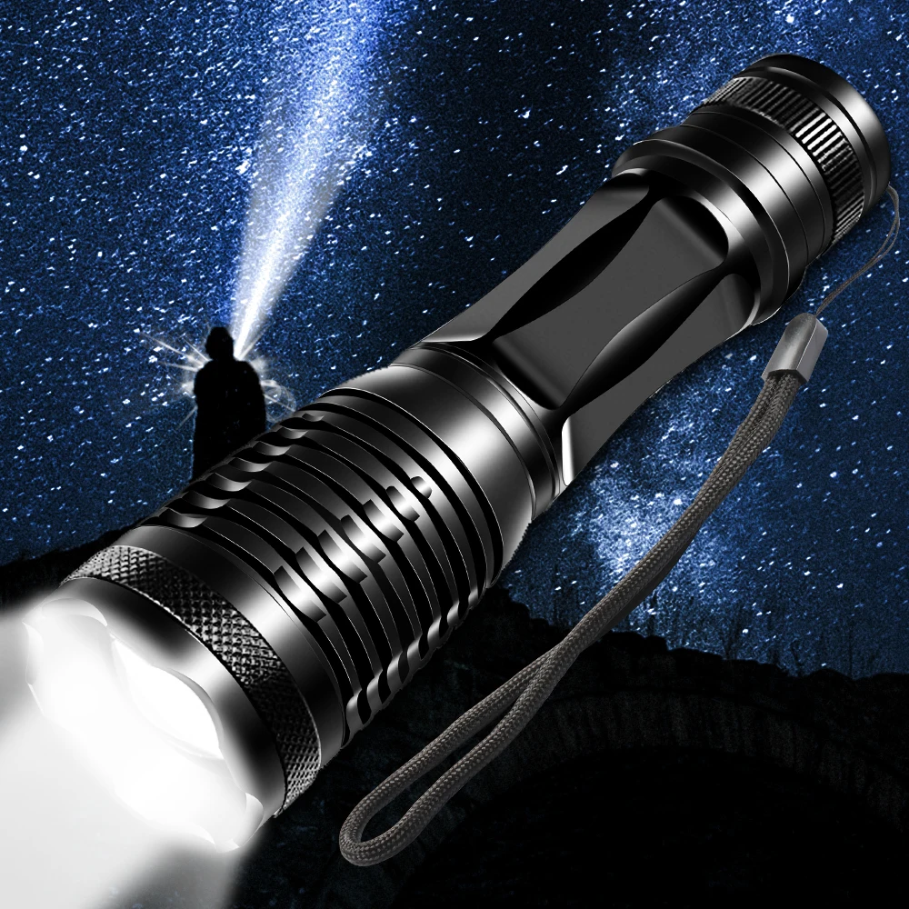 

15000lm Led Flashlight Ultra Bright torch T6/L2/V6 Camping light 5 Modes waterproof Zoomable Bicycle Light use 18650 battery