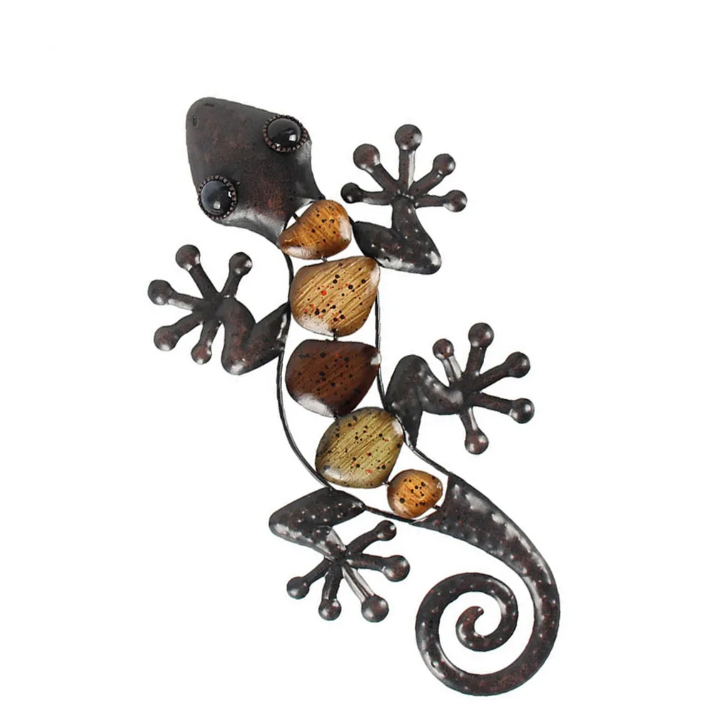 Home Decor Metal Gecko Wall for Garden Decoration Outdoor Statues Accessories Sculptures and Animales Jardin