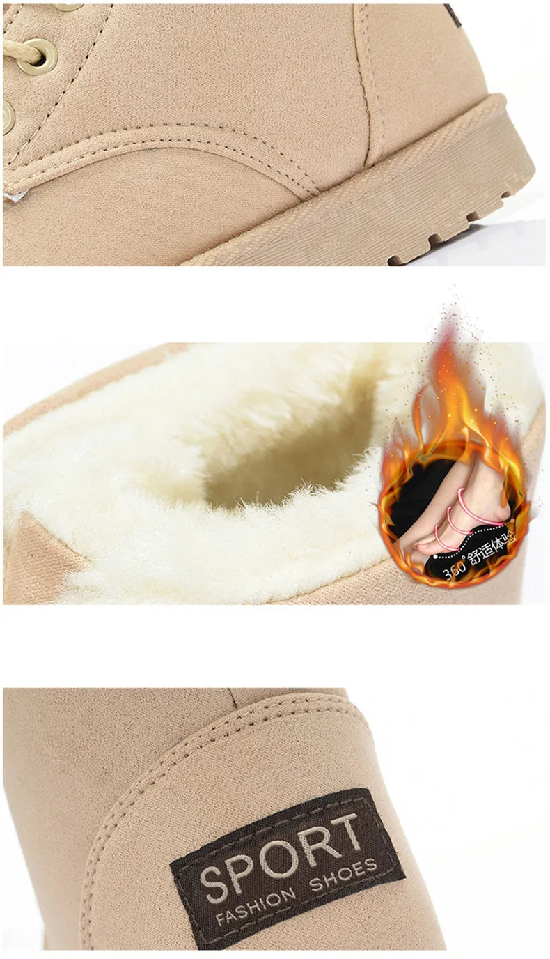 Pink Flock Warm Cotton Women Boots Cheap Winter Shoes Casual High top Fur Flats Outdoor Hot Women Snow Boots botines mujer 2021