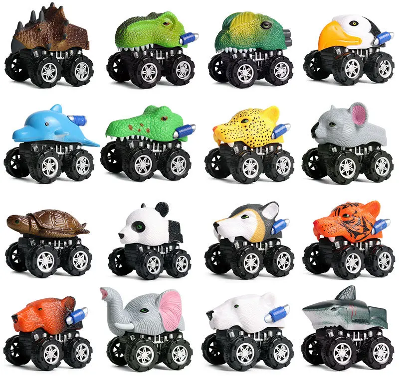 Yi Xin Sheng Model Dinosaur Toy Pull Back car t-Rex Tiger Animal Oceans Toy Drop-resistant Warrior Race Car