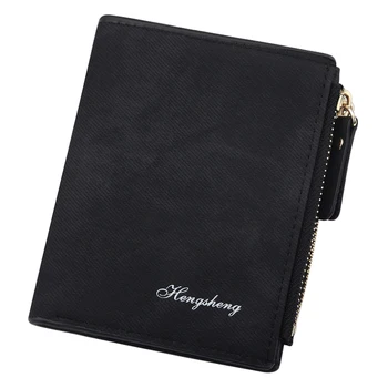 

Vintage Women's PU Leather Wallet Casual Dual Zipper Card Holder Brief Bifold Coin Purse With ID Window Ladies Short Clutch Bag