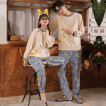 

Qianxiu 2020 Autumn style for couples Women's casualpajamas cotton suits plus size for womens