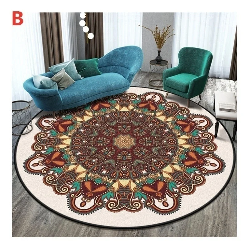 Bohemia Style Round Carpet Bedroom Bedside Bathroom Computer Chair Antislip Rug Romantic Home Decor