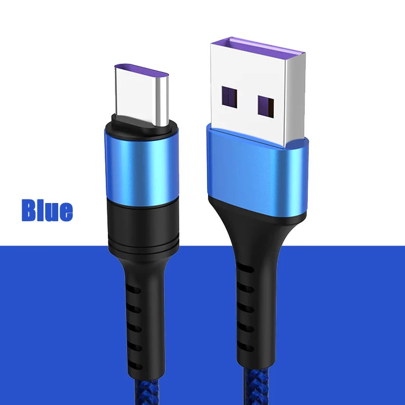 Supercharge usb type C кабель для huawei P30 P20 Lite Xiaomi Mi 9 Quick Charge 3,0 usb type C зарядный кабель для samsung S8 S10 9 - Цвет: Nylon Blue
