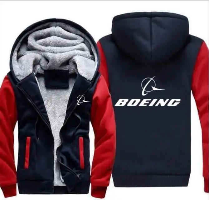 Мужская осенне-зимняя куртка с капюшоном BOEING Airbus, Спортивная утепленная камуфляжная куртка на молнии(может быть настроена на заказ - Цвет: Синий
