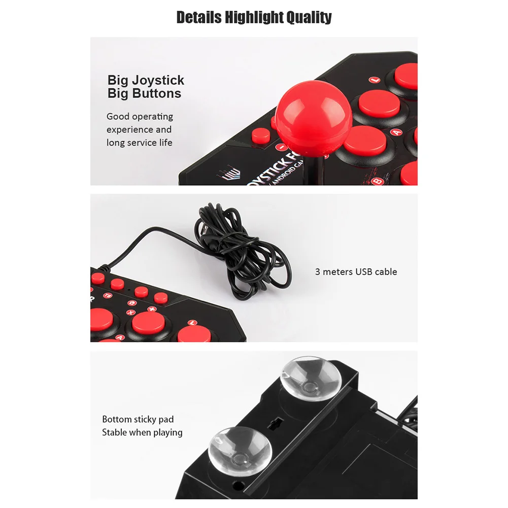 4 IN1 USB Wired Game Joystick Retro Arcade Station TURBO Games Console Rocker Fighting Controller for PS3/Switch/PC/Android TV