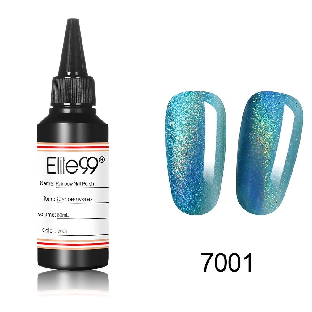 60ML 7001 Elite99 Радужный цвет лак для ногтей воздушный сухой лак для ногтей используется без протирания верхнее покрытие ногтей лак мерцающий лак для ногтей - Color: 60ML 7001