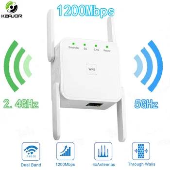 

Wireless Wifi Repeater Wifi Signal Booster 2.4G/5Ghz Wifi Amplifier 1200Mbps Wifi Long Range Extender 802.11N With 4 Antennas