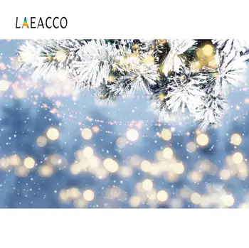 

Laeacco Christmas Festivals Winter Snow Pine Polka Dot Light Bokeh Party Baby Newborn Portrait Photo Backdrop Photo Backgrounds