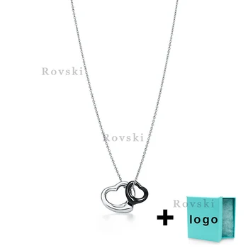 

XL TFX TTFF Rllen Original Black Heart Necklace Inlaid with Diamonds Suitable for Women's Party Jewelry Wholesale Free Delivery.
