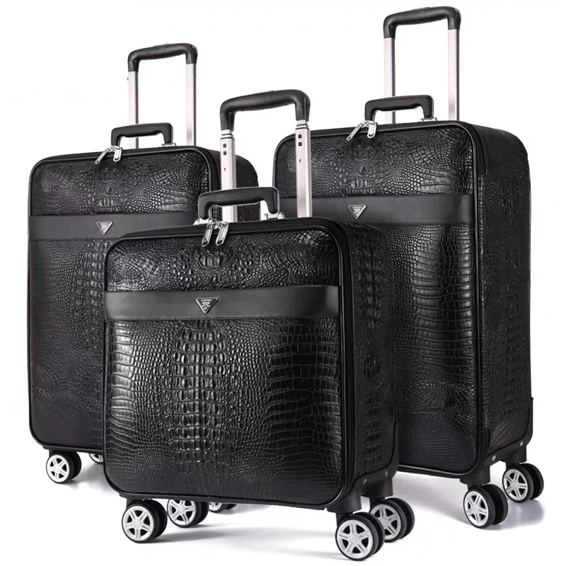 Для женщин чемодан в стиле ретро серии 16/20 мм/22 мм/24 размер чемодан на колесиках Спиннер бренд Для мужчин, на плечо, крокодиловый узор, сумка на колесиках для путешествий чемодан