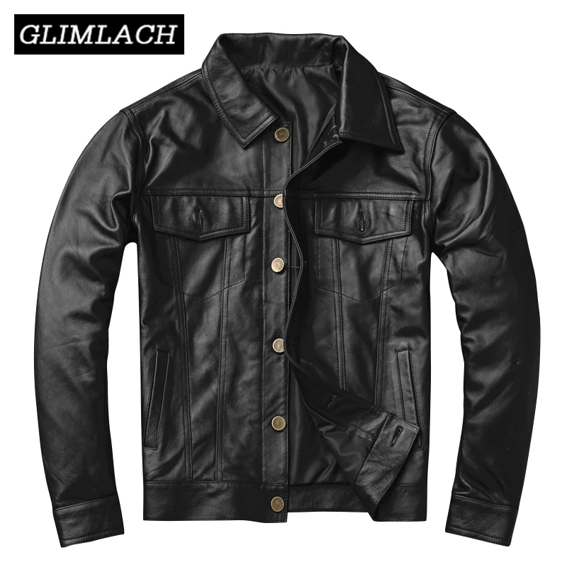 Качественная мужская куртка из натуральной воловьей кожи, плюс размер 4XL, мотоциклетная куртка,, одежда, тонкие черные Куртки из натуральной коровьей кожи
