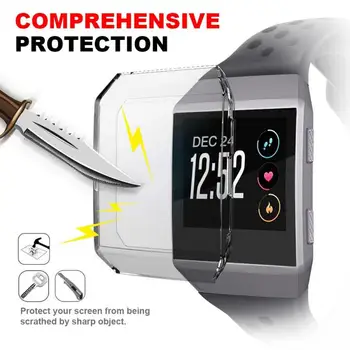 

Smart Watch TPU Protective Cover For Fitbit Ionic Silicone Screen Anti-fall Protection Case with Smart Watch USB Charger Cable