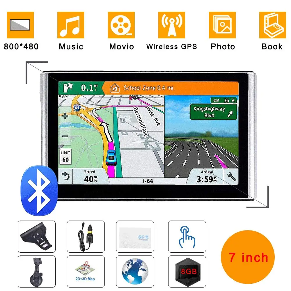 Gps трекер 7 дюймов 8G HD экран сопротивления Портативный gps Автомобильная навигационная система localisateur gps - Размер экрана, дюймов: 7"