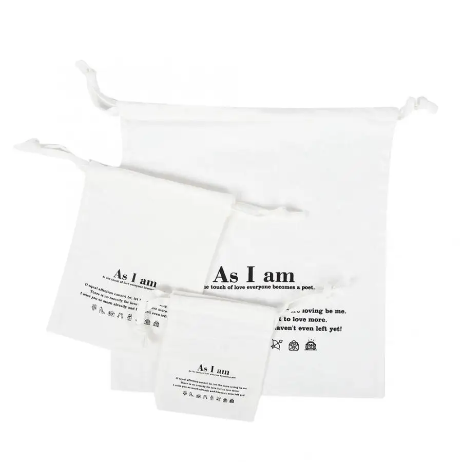 3Pcs Shoes Clothing Dustproof Storage Packaging Bag Waterproof Laundry Clothes Storage Bag Drawstring Home Travel Wash Pouch - Цвет: Белый