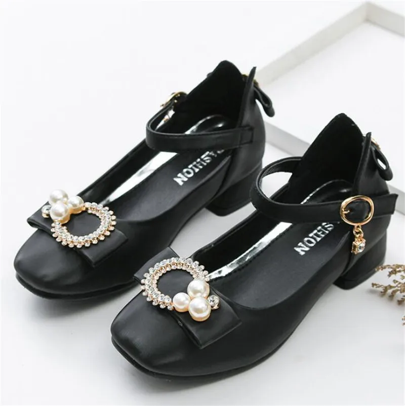 Weoneit/детская обувь для девочек; сезон осень; Новая Кожаная обувь принцессы; модная Милая Свадебная обувь со стразами и бантом; вечерние туфли для студентов