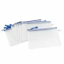 12pcs Water Resistant A5 Paper Document File Pen Bag Folder Organizer Blue Clear