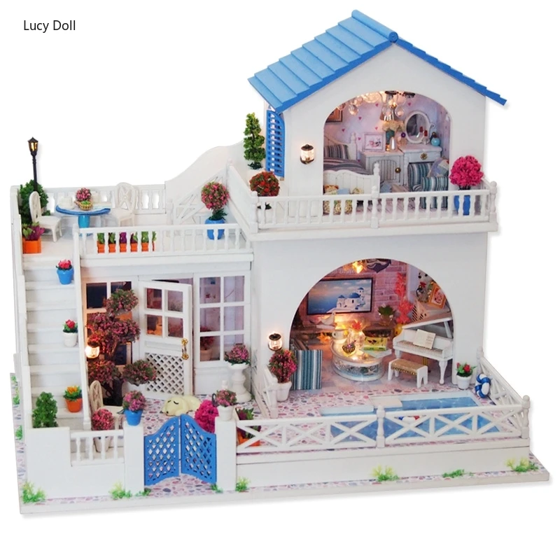 

Doll House Furniture Diy Miniature Dust Cover 3d Wooden Miniaturas Dollhouse Toys For Children Birthday Gift Romantic Journey