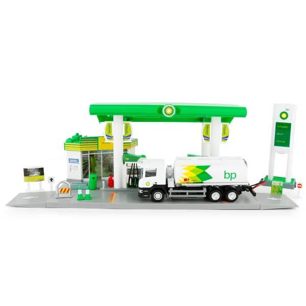 24444-3 no box 1: 64 моделирование детские игрушки со звуком и светильник АЗС дорожный знак сцена украшения Модель Набор с автомобилем нефтяной танкер подарки - Цвет: 24444-3 no box