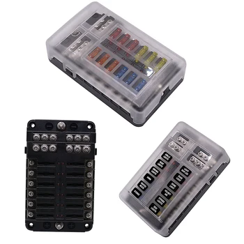

Fuse Box Holder Plastic Cover M5 Stud With LED Indicator Light Fuse Box for Auto Car Boat Marine Trike 6 Ways 12 Ways Blade