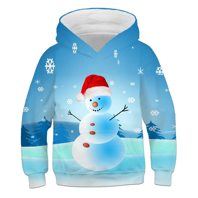 Sweater Santa Claus Christmas Children's Hoodie Boys Long-Sleeved Girls 3D Printed Autumn Winter Coat Fashion Festival Clothing TZWY-040449