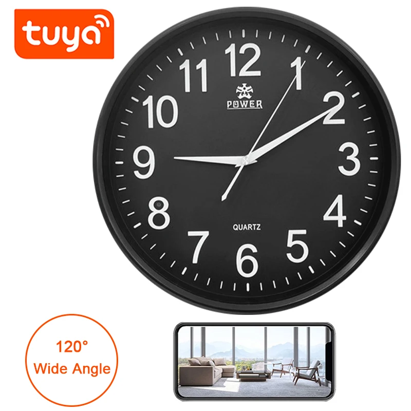 Invisible Wall Clock Camera Wifi Tuya Ip Camera Clock Indoor Micro Secret Video Cam Night Vision
