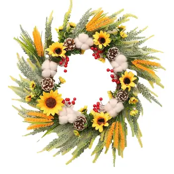 

Autumn Berry Wreath Pine Cone Cotton Harvest Festival Halloween Thanksgiving Decoration 55CM