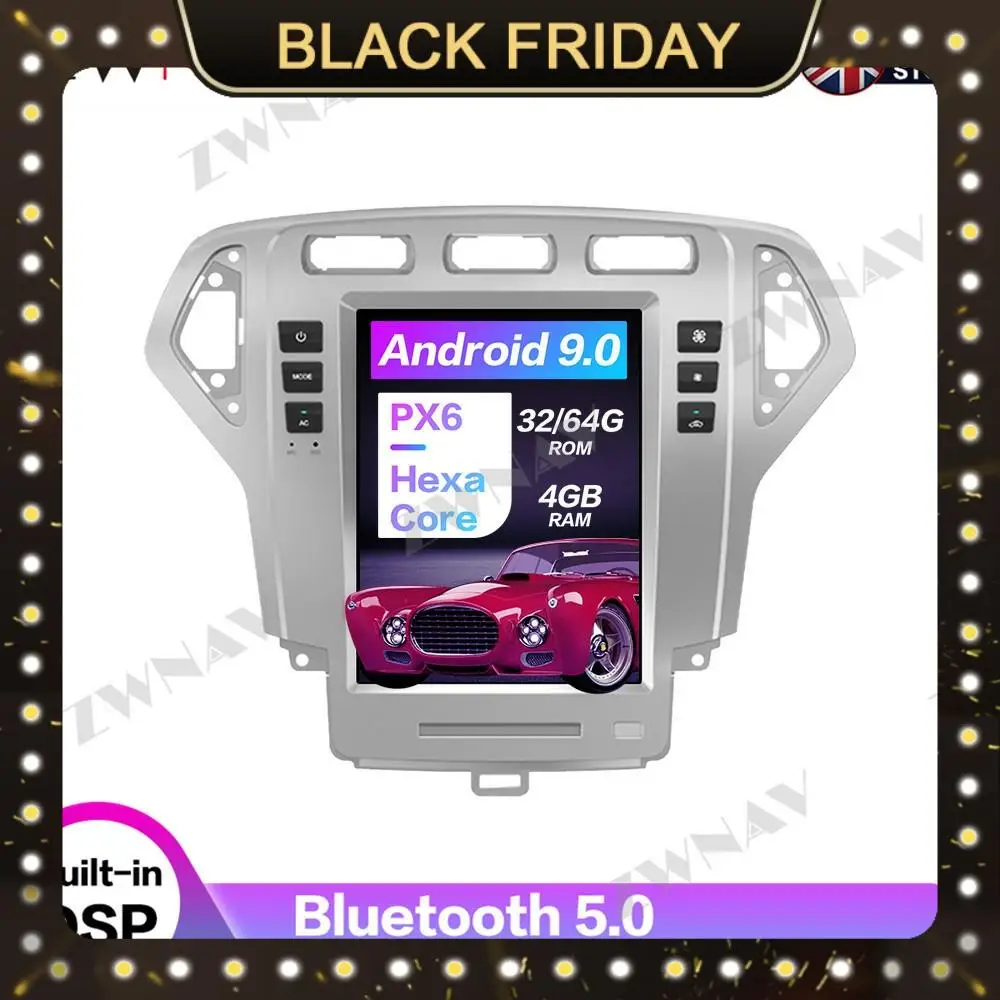 

PX6 4GB RAM Tesla Style Android 9.0 Car GPS Navigation Carplay For Ford Mondeo MK4 2007-2010 Car Head Unit Multimedia Player HD