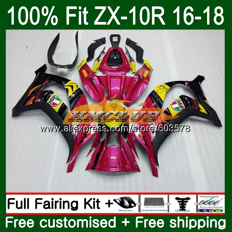 Инъекции для KAWASAKI ZX-10R 1000CC ZX10R 16, 17, 18, Акула розовый 120CL. 66 ZX1000 ZX 1000 ZX 10 сотрудников отдела исследований 10R обтекатель oem