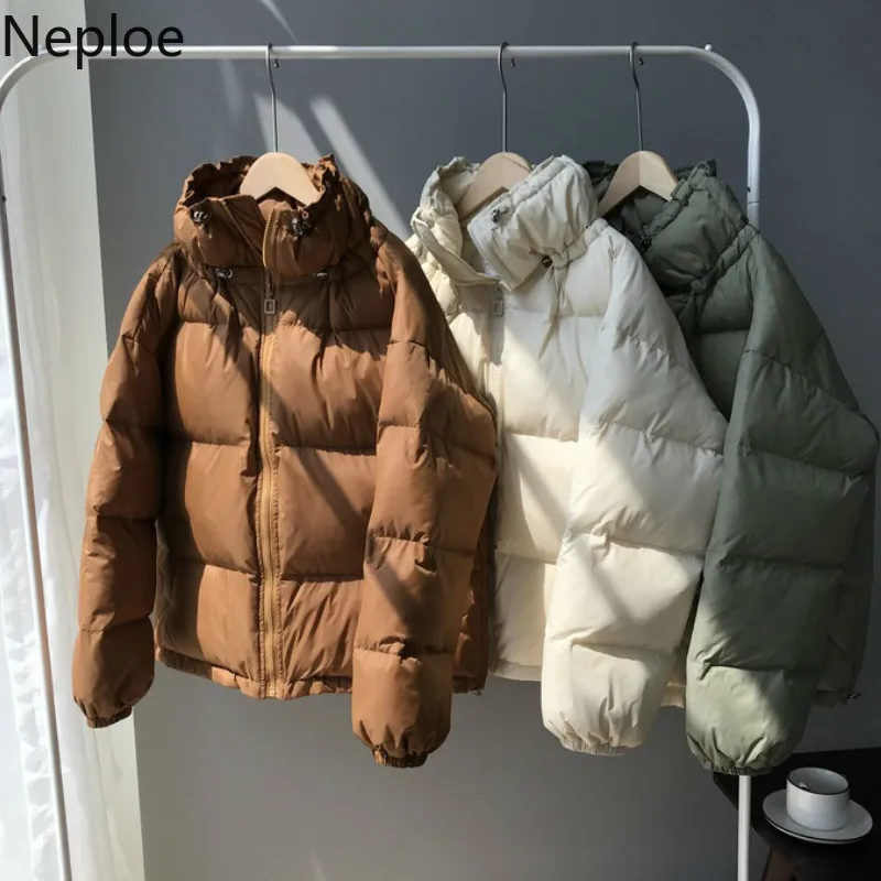 Neploe/корейское зимнее короткое хлопковое пальто с воротником-стойкой, однотонная приталенная парка со шнуровкой и длинными рукавами Casaco Feminino 46812