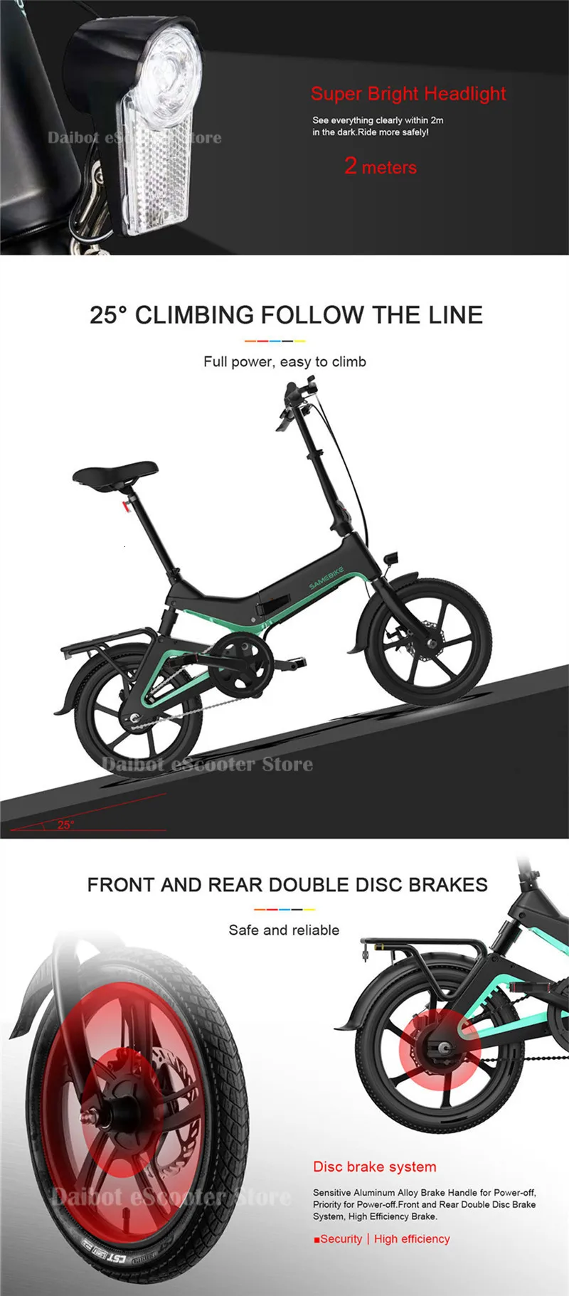 Electric Bicycle Scooter 250W 36V Electric Bikes Mini GrayBlackRedOrangeYellow Foldable Electric Bike Bicycle Ladies Girls (31)