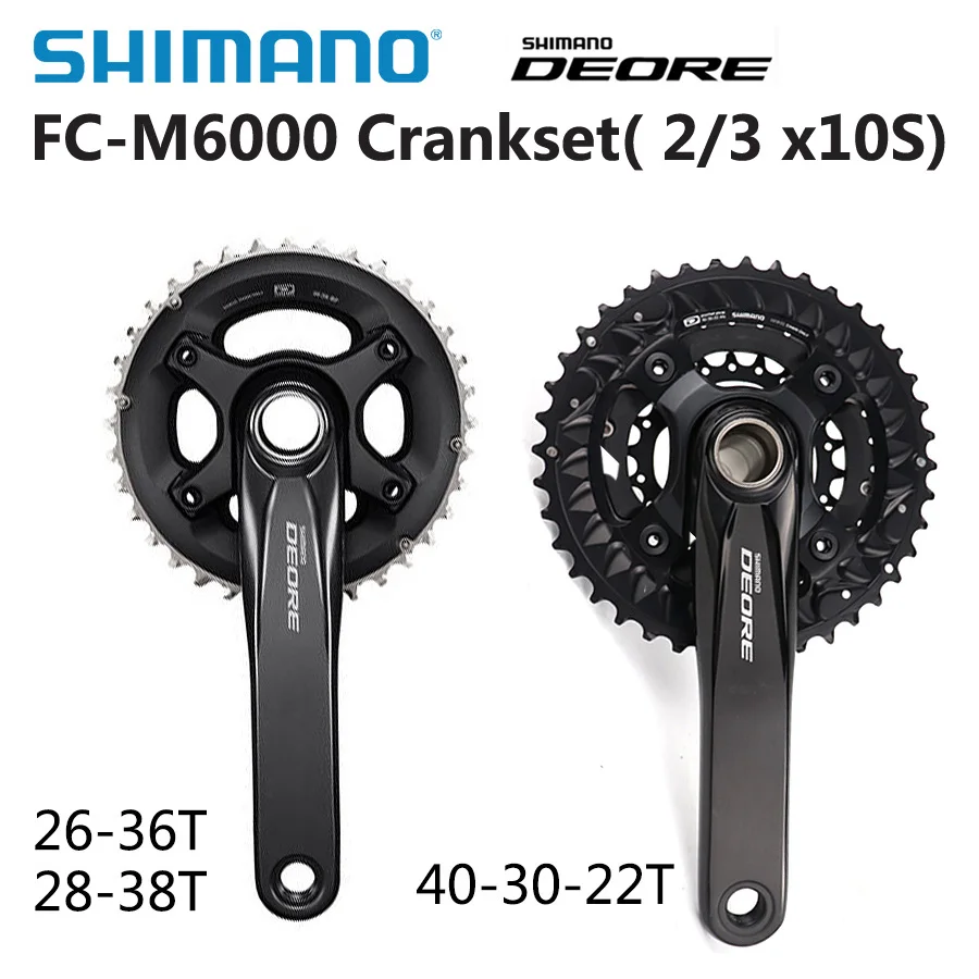 Велосипедный комплект SHIMANO DEORE FC M6000 2x10 3x10 Speed mtb шатун с нижним кронштейном BB52 40 30 22T