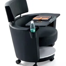 Removable Training Chair Office PU Leather Chair with Writing Pads for Office Use