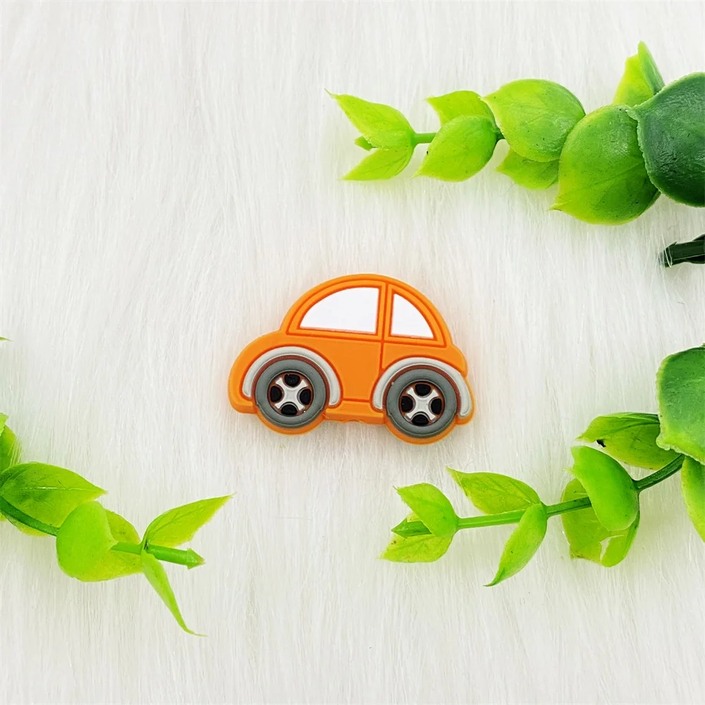 10/pcs Mini Car Silicone Beads Baby Teether Bead Teething Toys Accessories BPA Free Rodents Chewable Toys
