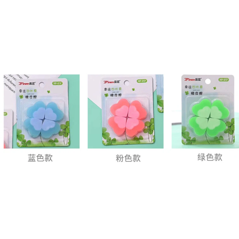 30 упаковок, цветной ластик для карандашей Lucky Clover, Kawaii, для школьников, для письма, для рисования, Подарочная модель листьев, 4 шт. в упаковке