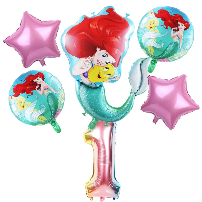 6 шт. Русалка Ариэль мультфильм Дисней Принцесса фольга Воздушные шары 32 дюйма номер девочка розовый воздушный балок декор для вечеринки в честь Дня Рождения Детские игрушки - Цвет: SP022B07 set 1