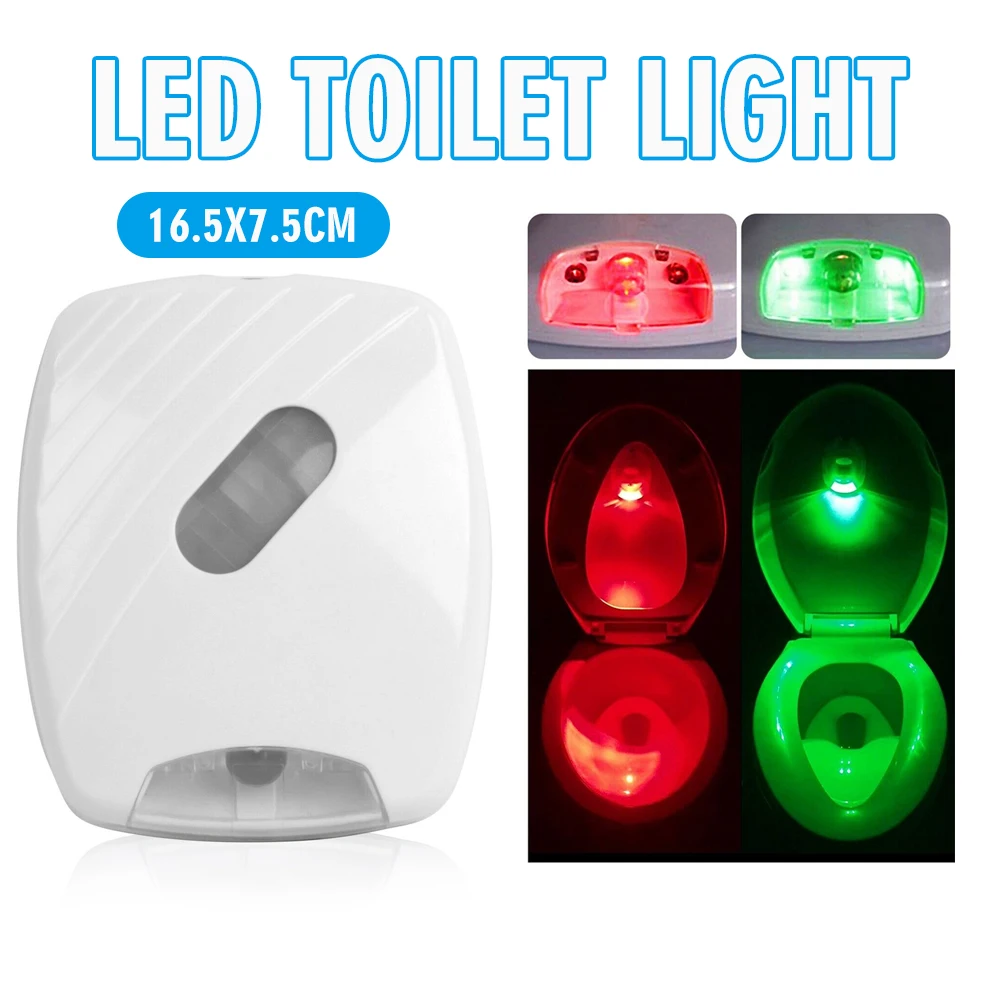 1pc LED Toilet Bowl Seat Smart PIR Motion Sensor LED Toilet Cover Lamp 2 Colors Changing Washroom Night Light Lamp Waterproof