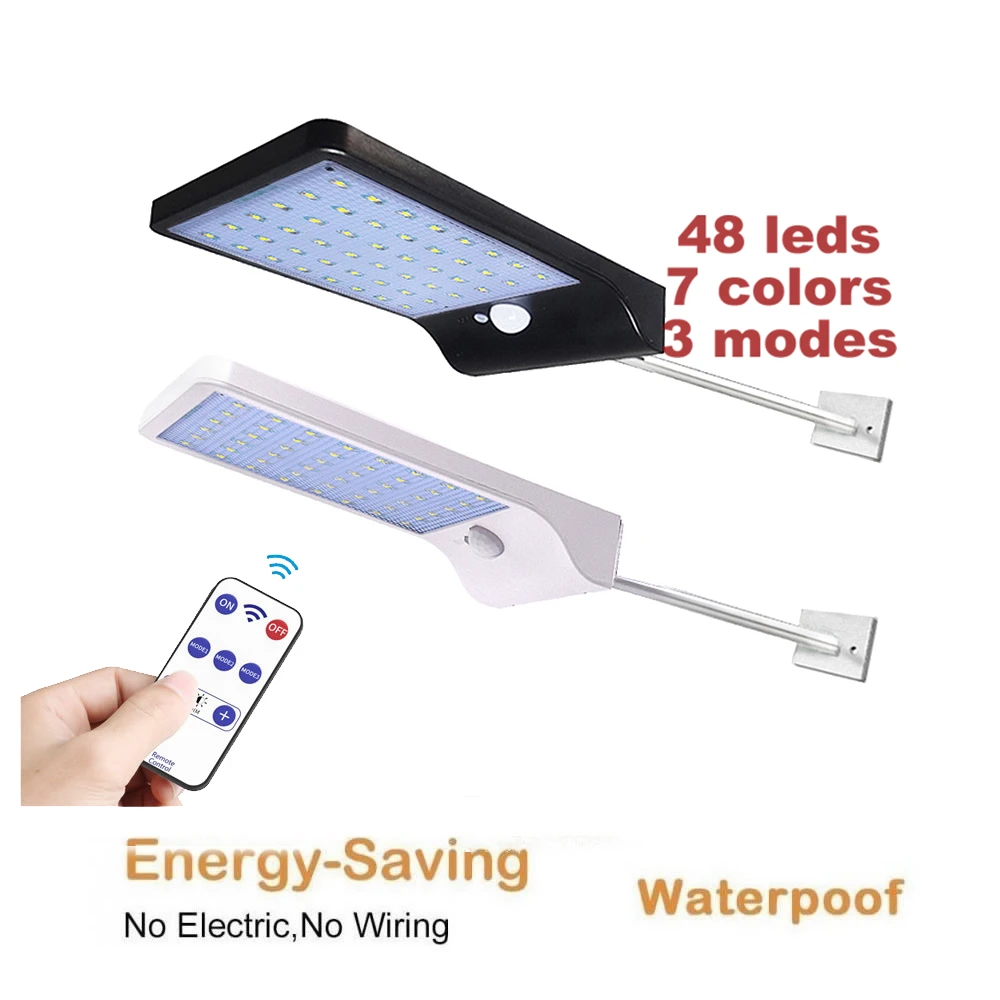 

remote 48/36 led Solar Light PIR Motion Sensor Wall Lamp Outdoor Solar street wall path Garden Lights Waterproof Spotlamp