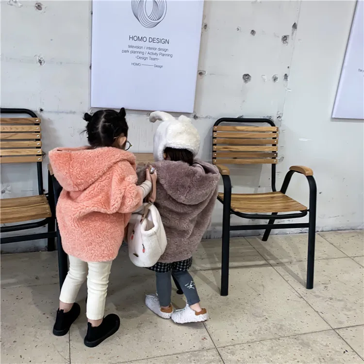 Осень-зима, новое шерстяное плотное пальто с капюшоном для маленьких девочек детское теплое удобное пальто Одежда для детей