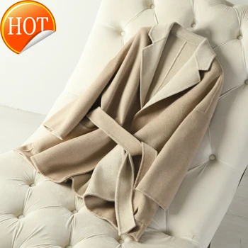 

quality cashmer coat for women Good 2020 new double-sided wool overcoat autumn winer mid-long cashmere anti-season bathrobe slim