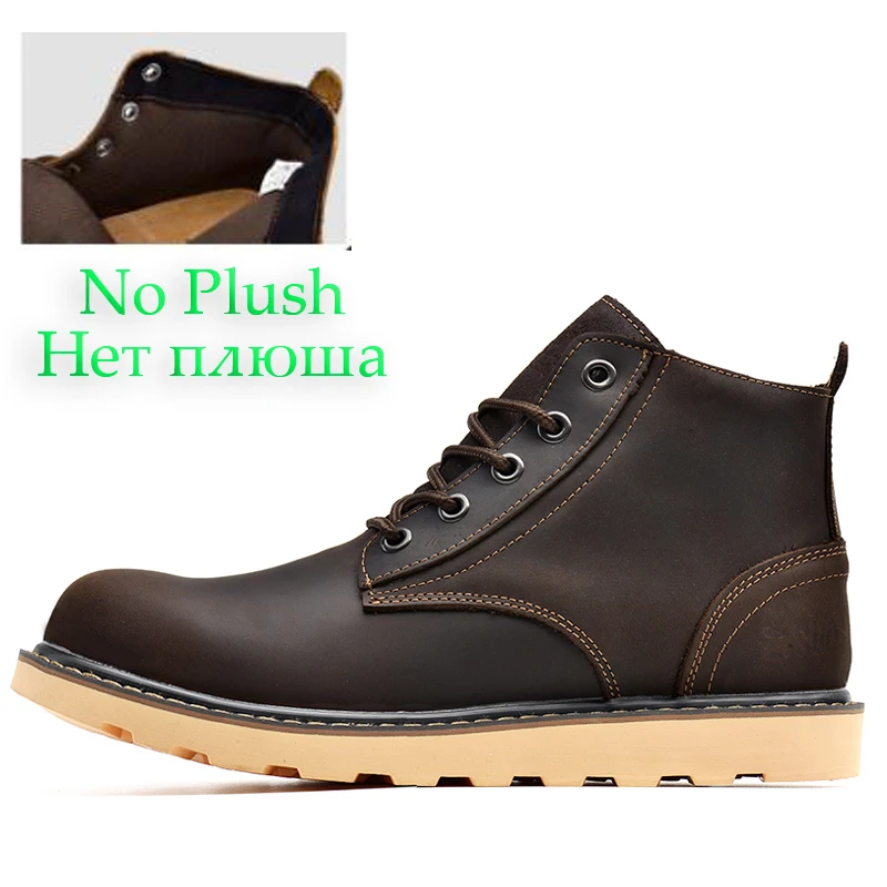 Горячая Распродажа, теплые плюшевые зимние ботинки для мужчин, натуральная кожа, Мужская зимняя обувь 5#20/10D50 - Цвет: Men Ankle Boots