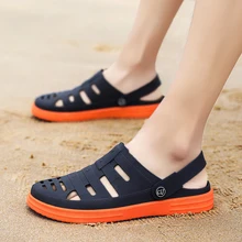 Новинка; мужские сандалии; летние пляжные шлепанцы с мягкой подошвой; Мужская обувь без застежки; Вьетнамки; дешевые мужские сандалии-сабо; Водонепроницаемая Обувь